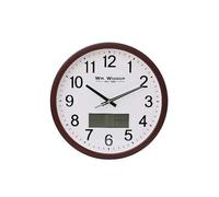 William Widdop Luminous Wall Clock with LCD Display Brown