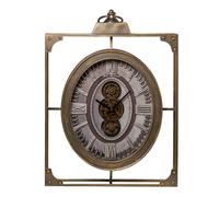WILLIAM WIDDOP Square Wall Clock With Moving Gears & Metal Frame in Bronze WILLIAM WIDDOP Bronze