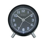 WILLIAM WIDDOP Wm.widdop Round Alarm Clock Sweep Movement With Silver Hands & Feet - Black