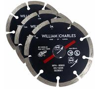 WilliamCharles by Sakusei Tools 3 x 115mm 4.5'' Diamond Cutting Discs Diamond Blades Stone Grinder Concrete Brick Cutting Disc Pack of 3, Black