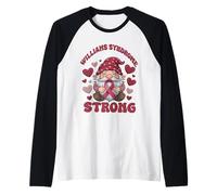Williams Syndrome Strong Burgundy Awareness Gnome Raglan Baseball Tee