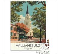 Williamsburg Virginia jigsaw for adults 1000 pieces | beautiful landmark artwork for travel enthusiasts to enjoy building and dreaming of future trips to enjoy at home38x52cm