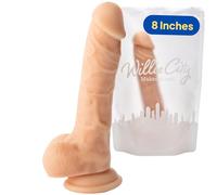Willie City Suction Cup Dildo with Balls - Realistic 8 Inch Suction Dildo - Sex Toys Dildo for Couples, Men & Women - Realistic Silicone Anal Dildo - Lifelike & Flexible Sex Toy Dildo - 8.27in*1.65in