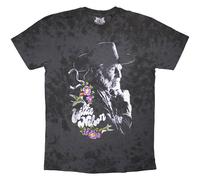 Willie Nelson Men's Floral Washed T-Shirt in Black | Size: Medium Willie Nelson Black M