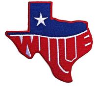 Willie Nelson Patch Texas Logo Official Embroidered woven iron on in Black Willie Nelson Black