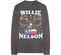 Willie Nelson - T-Shirt Maniche Lunghe # M Unisex Grey # Texan Pride