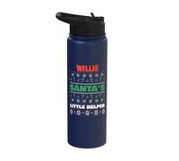 Willie Santa's Little Helper Funny Willie Name Christmas Stainless Steel Insulated Water Bottle