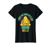 Willie Saying Fat Buddah Funny Name Willie Value Graphic T-Shirt, Women, Black, S