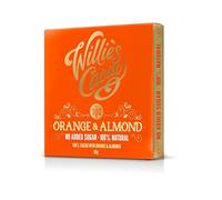 Willie's Cacao - 100% Cocoa with Orange & Almond - No Added Sugar Chocolate bar - 50g - Naturally sweetened with fruit and nuts - Vegan - Artisan made