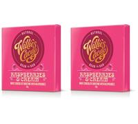 Willie's Cacao Bar - Raspberries and Cream, White Chocolate bursting with Raspberry - 50g - Artisan made (Pack of 2)