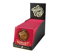 Willie's Cacao - Hazelnut Raisin 70% Dark Chocolate bar - 50g x 12 multipack - Vegan - Artisan made