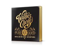 Willie's Cacao - Pure Gold, 100% Cocoa Bar - 40g x 12 - Smooth nutty notes - No added sugar - Vegan chocolate - Artisan made