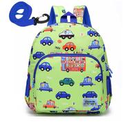 willikiva Dinosaur Backpack Toddler for Boys and Girls Kids Backpack Waterproof Preschool Safety Harness Leash(Green Bus)