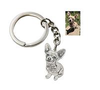 WillingFun Personalised Keychain 925 Sterling Silver Custom Pet Photo Both Sides Engraved Keyring Personalised Dog Keyring Personalised Pet Memorial Gifts (keychain)