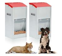 Willinglong Large Automatic Dog Feeders with Handle Acrylic Panel Galvanized Gravity Feeder Outdoor Hanging for Doggie Breed Dog Food Dispenser Container(2 Pcs,17 x 10.24 x 10.24 Inches)