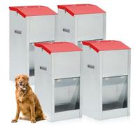 Willinglong Large Automatic Dog Feeders with Handle Acrylic Panel Galvanized Gravity Feeder Outdoor Hanging for Doggie Breed Dog Food Dispenser Container(4 Pcs,11.5 x 9.8 x 23 Inches)