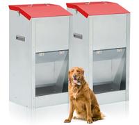Willinglong Large Automatic Dog Feeders with Handle Acrylic Panel Galvanized Gravity Feeder Outdoor Hanging for Doggie Breed Dog Food Dispenser Container(2 Pcs,29.13 x 16.93 x 10.24 Inches)