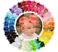 WillingTee Baby Girls Headbands 30 Colors 6 Inch 30pcs Grosgrain Ribbon Hair Bows