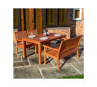 Rowlinson Willington Rectangular Table 4 Seat Set, Brown