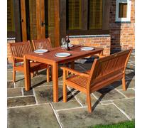 Willington Four Seater Rectangular Eucalyptus Hardwood Furniture Set Rowlinsons Brown One Size