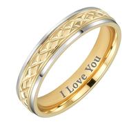 Willis Judd 5mm Titanium Ring for Men Engraved I Love You In Wooden Gift Box Wedding Band Ring Mens Engagement Ring Groove Promise Ring Comfort Fit Size Q