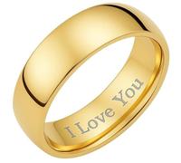Willis Judd 6mm Engraved I Love You 6mm Gold Titanium Ring Wedding Ring For Men In Wooden Box Polished Finish Comfort Fit Size O