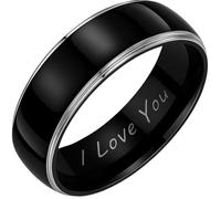 Willis Judd Mens Ring Engraved I Love You in Wooden Gift Box 8mm Comfort Fit Titanium Size Z+3