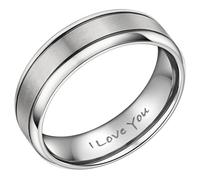 Willis Judd Mens Ring Engraved I love You Titanium Ring for Man In Wooden Gift Box 7mm Wedding Band Engagement Ring Comfort Fit Size Y