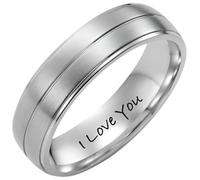 Willis Judd Mens Ring Engraved I love You Titanium Ring for Man In Wooden Gift Box 7mm Wedding Band Engagement Ring Comfort Fit Size M