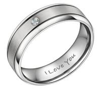 Willis Judd Mens Ring I Love You Titanium Ring CZ Stone In Gift Box Wedding Band Ring Mens Engagement Ring Comfort Fit Size N