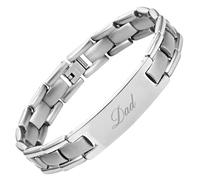 Willis Judd Mens Titanium DAD Bracelet Engraved Best Dad Ever with Gift Box & Link Removal Tool