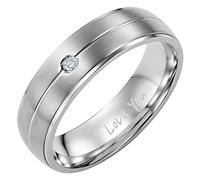 Willis Judd Mens Titanium Ring Engraved I Love You in Black Velvet Ring Box Cz Stone