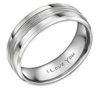 Willis Judd Mens Titanium Ring Engraved I Love You in Gift Box 8mm Wedding Band Ring for Men Engagement Ring Comfort Fit Size U