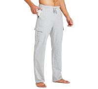 Willit Men's Cotton Yoga Cargo Sweatpants Open Bottom Joggers Straight Fit Running Casual Athletic Pants with Pockets Light Gray XXL
