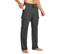 Willit Men's Cotton Yoga Cargo Sweatpants Open Bottom Joggers Straight Fit Running Casual Athletic Pants with Pockets Gray L