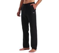 Willit Men's Cotton Yoga Sweatpants Exercise Joggers Open Bottom Athletic Lounge Loose Male Sweat Pants with Pockets Black M