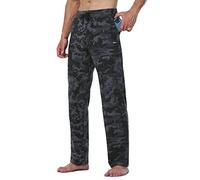 Willit Men's Cotton Yoga Sweatpants Exercise Joggers Open Bottom Athletic Lounge Loose Male Sweat Pants with Pockets Black Camo XXL