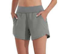 Willit Women's 5" Swim Board Shorts Quick Dry Beach Swimming Shorts UPF 50+ High Waisted Liner Pockets Gray Size 38