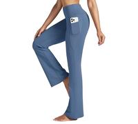 Willit Women's Flare Leggings Yoga Pants High Waist Bootcut Workout Leggings Tummy Control with Pockets 31" Fog Blue 3XL