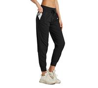 Willit Women's Studio Joggers Dance Hiking Travel Pants Striped Workout Lounge Drawstring Pants with Pockets Black XL