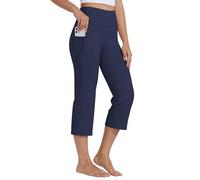 Willit Women's Yoga Capris Pants High Waist Leggings Crop Straight Leg Athletic Exercise Workout Capris 21" Navy Blue 3XL