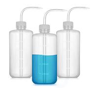 WILLIZTER 500ml Safety Wash Bottle Tattoo Bottles with Scale Labels Plastic Lab Squeeze Bottle for Tattoo Supplies Medical Squirt (3PACK)