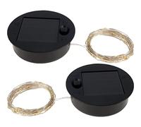 willkey 2Pcs Solar Lantern Light Replacement Top with 30 LED String Light LED Solar Panel Lantern Lid Round Solar Lights Replacement Part for Watering Can Lights Outdoor Hanging Lanterns, Black