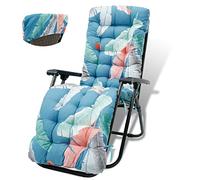 willkey Sun Lounger Cushion with Backrest Ties 170 x 50cm Patterned Garden Recliner Cushion Replacement Thick Chair Pad Non-Slip High Back Sun Lounger Seat Pads for Indoor Outdoor (Cushion Only) (C)
