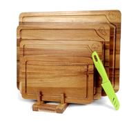 WILLKOMMEN 4-Piece Acacia Chopping Boards Set,Chopping Boards for Kitchens,Solid Wooden Cutting Board with Juice Groove,Perfect for Charcuterie & Effortless Cutting of Meats, Butchers Block, Bread