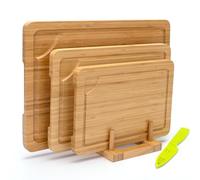 WILLKOMMEN Bamboo Chopping Board Set of 3, Cutting Boards for Kitchen with Juice Groove, Chopping Board Serving Board Set for Meat, Butchers Block, Fruit Vegetable and Cheese
