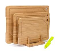 WILLKOMMEN Bamboo Cutting Board Set of 3, Cutting Boards for Kitchen with Juice Groove, Bamboo Chopping Board Set, Serving Board Set for Meat, Vegetable and Cheese