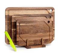 WILLKOMMEN Wood Cutting Boards for Kitchen, Wood Cutting Board Set with Juice Groove, Chopping Boards Set of 3(Small, Meduim & Large Charcuterie Boards & Butcher Block for Meat, Vegetable and Cheese
