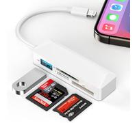 WILLMLEGED Memory Card Reader, 4-in-1 Lightning to SD/Micro SD/MS Adapter, USB 3.0 OTG, Plug and Play, for iPhone 14/13/12/11/XS/XR/X/8/8 Plus/7/7 Plus, iPad Pro/Air/Mini