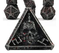 willmove Mystery Skull Metal DND Dice Set for Dungeons and Dragons, Cthulhu DCC Unique Magic RPG Role Playing Game Accessories Gifts (Blood Black)